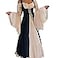 Abaowedding Womenss Medieval Renaissance Costume Cosplay Chemise and Over Dress SmallMedium Navy Blue and Ivory