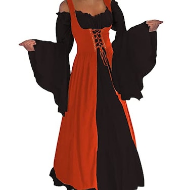Abaowedding Womenss Medieval Renaissance Costume Cosplay Chemise and Over Dress SmallMedium Halloween