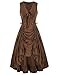 Scarlet Darkness Women Steampunk Dress Lace Up Irregular Hem Ruched Drawstring Sleeveless Dress Brown M