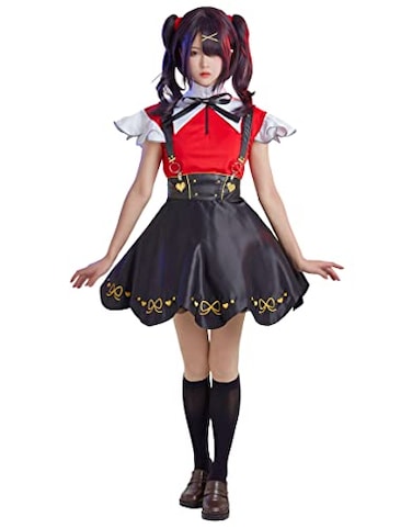miccostumes Womens Game Streamer Cosplay Costume Kawaii Suspender Skirt with Accessories Small Multicolored
