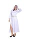 COSMAKER Womens Star Costume Long Hooded Princess Dress Halloween Tunic Robe with Belt White Medium