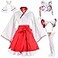 Elibelle Japanese Anime red and White Kimono Fox Cosplay Costume Furry Fox Ear Mask with Socks L
