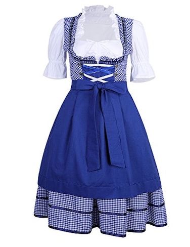 GloryStar Womens German Dirndl Dress Costumes for Bavarian Oktoberfest Carnival Halloween M BlueNew