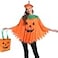 OCTEEN 3PCS Adults Pumpkin Costume For Women Halloween Poncho With Pumpkin Beret And Candy Bag