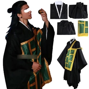 Lmetsky Geto Suguru Cosplay Costume Outfit Geto Suguru Kimono Black Uniform Men Halloween Christmas