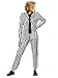 Haysandy Womens Black and White Striped Suit Include Open Front Striped Blazer Leggings Length Pant with Tie for HalloweenS