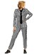 Haysandy Womens Black and White Striped Suit Include Open Front Striped Blazer Leggings Length Pant with Tie for HalloweenS