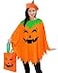 CONGRU 3 PCS Pumpkin Costume for Women Adults Poncho With Beret and Candy Bag Halloween Costume