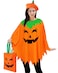 CONGRU 3 PCS Pumpkin Costume for Women Adults Poncho With Beret and Candy Bag Halloween Costume