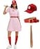 Snirczs Womens Baseball Dress Uniform Set with Baseball Cap for Halloween Costume 2XL