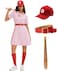 Snirczs Womens Baseball Dress Uniform Set with Baseball Cap for Halloween Costume 2XL