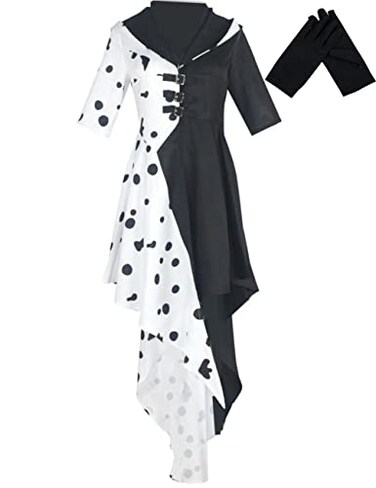 Lovecos Womens Deville Costume Dress with Gloves Full Set Halloween Costume White M