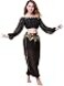 ZLTdream Belly Dance Chiffon Long Sleeves Top and Lantern Coins Pants Black One Size