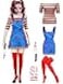 Xtinmee 5 Pcs Women Halloween Nightmare Killer Doll Deluxe Costume Rainbow Stripe Nice Guy Cosplay Movie Character OutfitMedium