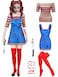 Xtinmee 5 Pcs Women Halloween Nightmare Killer Doll Deluxe Costume Rainbow Stripe Nice Guy Cosplay Movie Character OutfitMedium