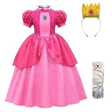 Rxiduoy Womens Halloween Party Dress Super Brothers Princess Peach Costume M