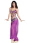 ZLTdream Ladys Belly Dance Chiffon Banadge Top and Lantern Coins Pants Purple One Size