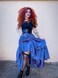 Scarlet Darkness Womens Renaissance Pirate Skirt Gothic Steampunk Victorian HighLow Skirts Navy Blue S
