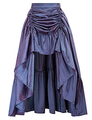 Scarlet Darkness Womens Renaissance Pirate Skirt Gothic Steampunk Victorian HighLow Skirts Navy Blue S