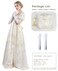 NSPSTT Golden Regency Dresses for Women Plus Size Victorian Ball Gown with Long White Gloves L