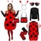 Janmercy Women Ladybug Costume Set Halloween Accessories Tutu Ladybug Dress up Set Halloween Cosplay Party Antenna Headband2xl