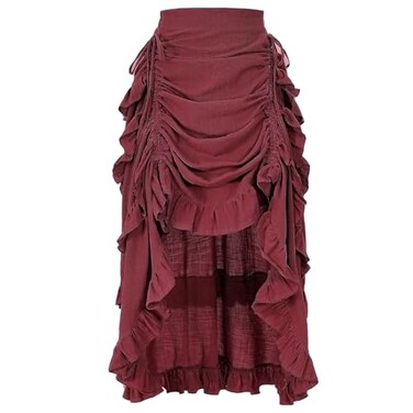 yiranyijiu Womens Renaissance Pirate Skirt 2026 Steampunk Medieval HighLow Ruffle Maxi Skirt Small 2022061RD