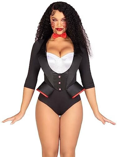 Leg Avenue Womens 2 PC Pretty Puppet Halloween Costume with Bow Tie LARGE BlackWhite