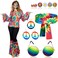 Jiuguva 17pcs 60s 70s Outfits for Women Hippie Costume Set Disco OutfitClassic StyleXLarge