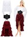 Panitay Women Pirate Costume Renaissance Peasant Top Corset Belt Pirate Skirt Medieval Halloween OutfitMedium