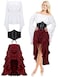 Panitay Women Pirate Costume Renaissance Peasant Top Corset Belt Pirate Skirt Medieval Halloween OutfitMedium