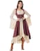 Scarlet Darkness Women Renaissance Costume Underbust Pirate Peasant High Low Dress with Pockets Wine S