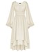 Scarlet Darkness Women Renaissance Costume Split Bell Sleeve Double Layered High Low Dress Apricot M