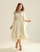 Scarlet Darkness Women Renaissance Costume Split Bell Sleeve Double Layered High Low Dress Apricot M