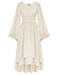 Scarlet Darkness Women Renaissance Costume Split Bell Sleeve Double Layered High Low Dress Apricot M