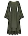 Scarlet Darkness Women Renaissance Costume Split Bell Sleeve Double Layered High Low Dress Olive Green S