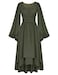 Scarlet Darkness Women Renaissance Costume Split Bell Sleeve Double Layered High Low Dress Olive Green S
