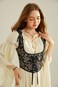 Scarlet Darkness Womens Renaissance Corset Belt Boned Underbust Corset Tops Black Multi Floral Size 8