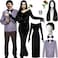 Xtinmee 8 Pcs Couples Halloween Cosplay Costume Gothic Witch Black Long Dress Straight Wig Striped Blazer Mustache Men WomenMedium