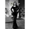 Xtinmee 8 Pcs Couples Halloween Cosplay Costume Gothic Witch Black Long Dress Straight Wig Striped Blazer Mustache Men WomenMedium