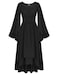 Scarlet Darkness Women Renaissance Costume Split Bell Sleeve Double Layered High Low Dress Black M