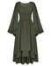 Scarlet Darkness Women Renaissance Costume Split Bell Sleeve Double Layered High Low Dress Olive Green L