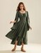 Scarlet Darkness Women Renaissance Costume Split Bell Sleeve Double Layered High Low Dress Olive Green L