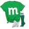 YOKVAN Womens Easy Costumes M TShirts Halloween Team Groups Chocolates Candy Costume Tops M and M Kelly Green S