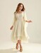 Scarlet Darkness Women Renaissance Costume Split Bell Sleeve Double Layered High Low Dress Apricot L