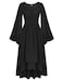 Scarlet Darkness Women Renaissance Costume Split Bell Sleeve Double Layered High Low Dress Black XL