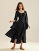 Scarlet Darkness Women Renaissance Costume Split Bell Sleeve Double Layered High Low Dress Black XL