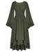 Scarlet Darkness Women Renaissance Costume Split Bell Sleeve Double Layered High Low Dress Olive Green XL