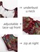 Scarlet Darkness Ren Faire Corset for Women Underbust Renaissance Bodice Red Flower Cluster Size 8