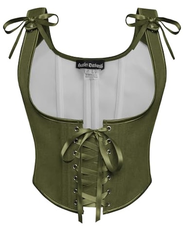 Scarlet Darkness Womens Underbust Corset Top Renaissance Medieval Laceup Boned Fairycore Pirate Corsets Solid Olive Green Size 8