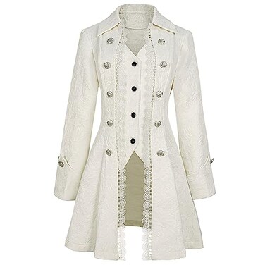 OFOKEDA Womens Gothic Steampunk Victorian Renaissance Medieval JacketZ3007WHM